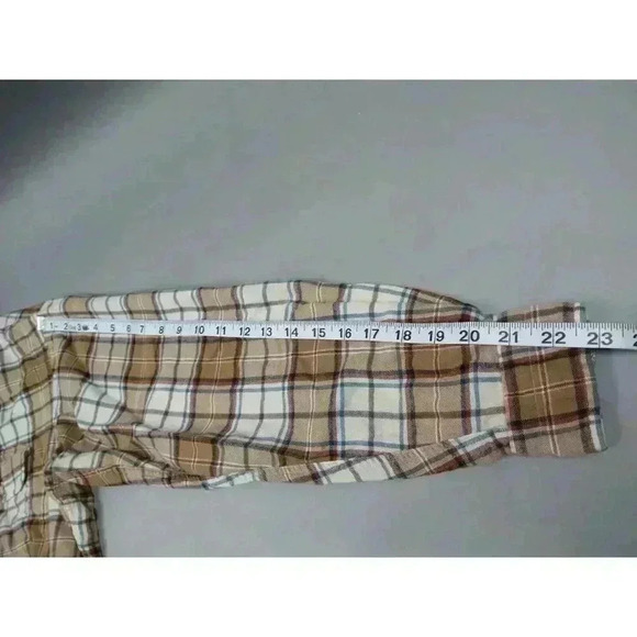 Vintage .VIYELLA Wool Blend Button Up Shirt Men's Large Yellow Blue Plaid - Picture 3 of 6